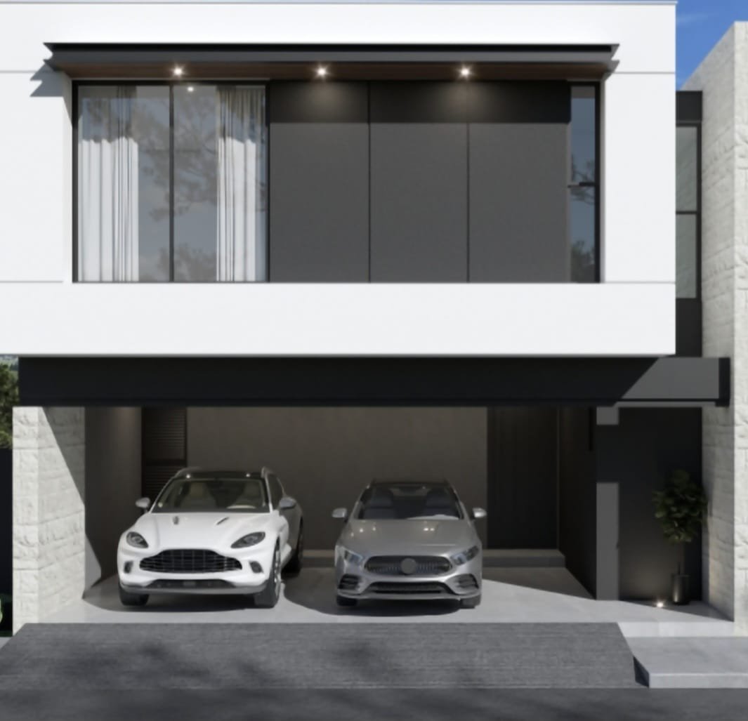 Fachada de la casa moderna en Brisas del Vergel