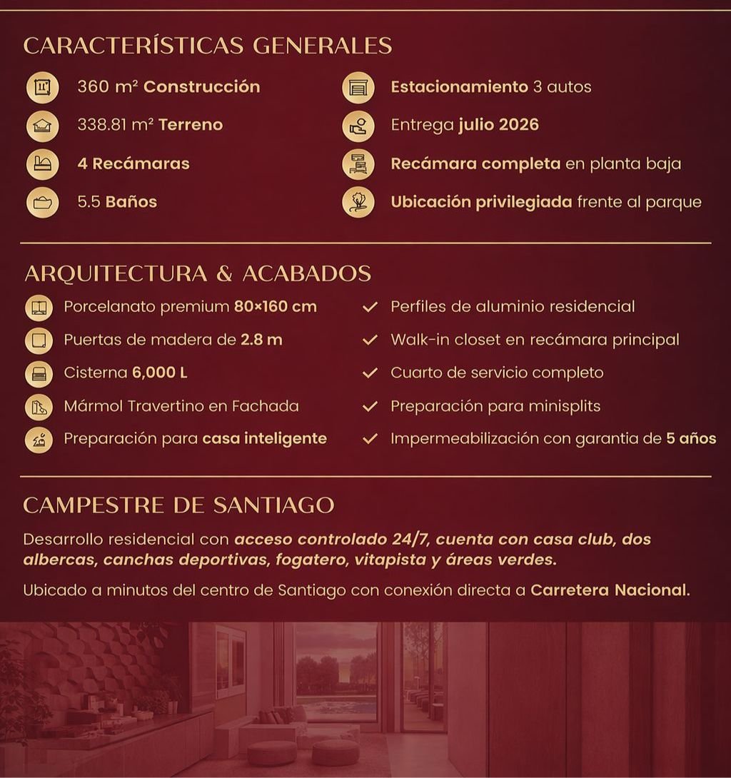 Características y acabados de la residencia